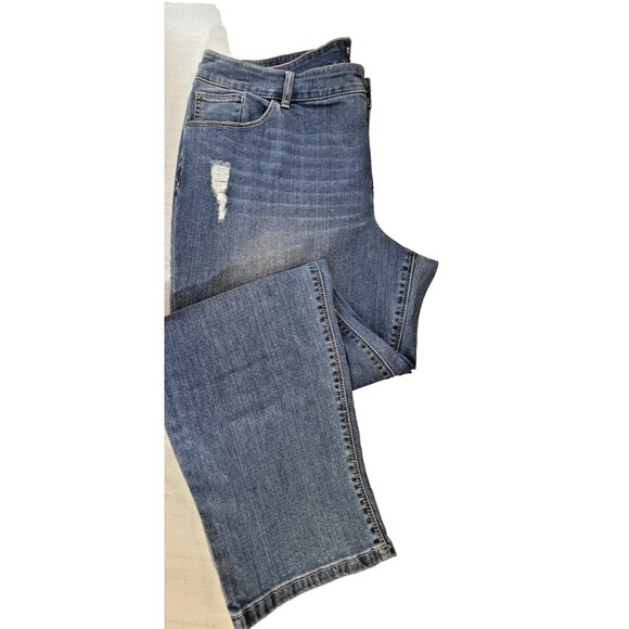Chico's Platinum Distressed Skimmer Ankle Jeans Medium Wash Size 3.5 - Picture 6 of 8
